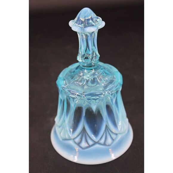 Fenton Blue Opalescent Glass Bell 6 to 7 Inches Unsigned - Picture 5 of 9